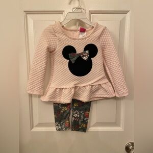 Pink DISNEY Quilted Top and Gray Leggings Set